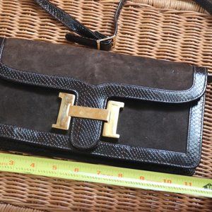 Brown Suede with Leather Trim Handbag